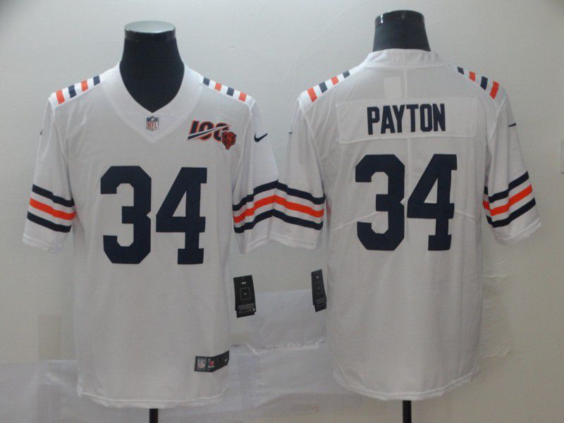 Men Chicago Bears #34 Payton White 100th Anniversary Nike Vapor Untouchable Player NFL Jerseys